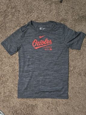 Nike Gray Heather Orioles T-Shirt with Orange Script